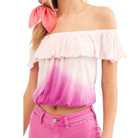 NWT Free People Cora Lee Off the Shoulder Top - Begonia Combo - Small - Picture 9 of 11